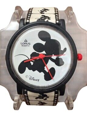 Vintage Lorus Quartz Disney Hollywood Mickey Mouse Film Strip Watch Japan